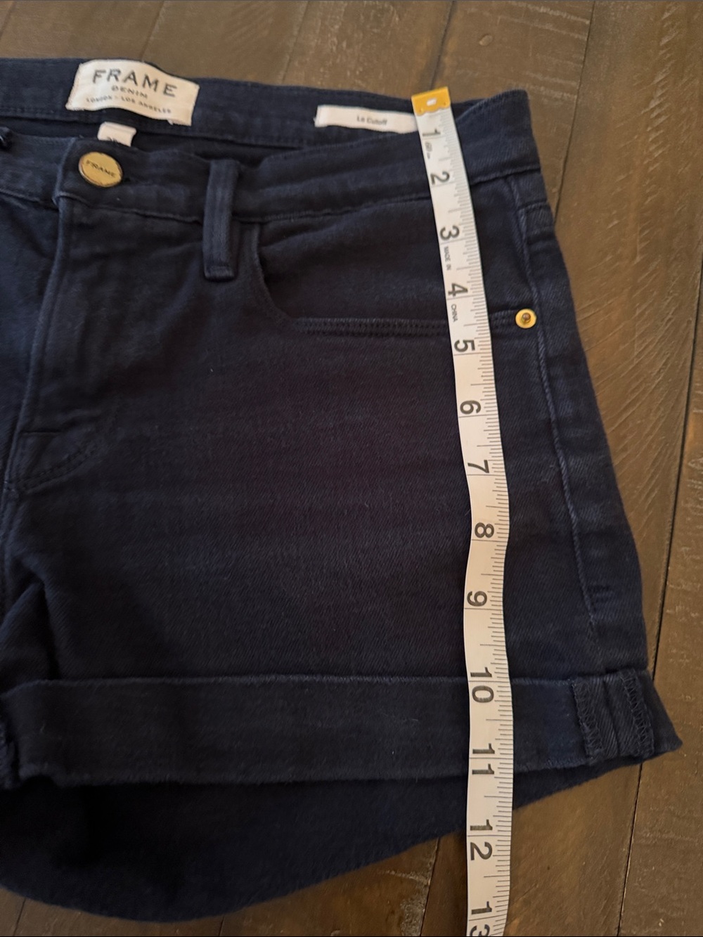 Frame Denim Black Cuffed High-Rise Jean Shorts - Picture 7 of 11